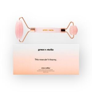 new Grace & Stella ㋛ Pink Rose Quartz Face Roller ㋛ Rose Gold ㋛ Self Care in Box